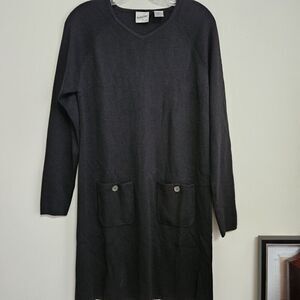 Jacqueline Ferrar Women's Knit Black Sweater Dress Size S Sheath Shift
